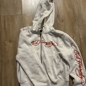 Ed Hardy Cream Hoodie with Black Tag